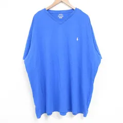XL/古着 ラルフローレン 半袖 ブランド Tシャツ メンズ ワンポイントロゴ 大きいサイズ Vネック 青 ブルー 25apr18 中古