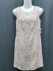 ◇ ⊂ ◎ ●美品● GRACE CLASS タグ付き 刺繍 ノースリーブ ミニ チュニックワンピース サイズ36 ベージュ系 レディース P  【1407100015177】
