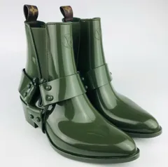 新品未使用★LOUIS VUITTON★ルイヴィトン・ラプソディライン レディース サイドゴア モノグラムプル スタッズ ブランドロゴLV金具付き レインブーツ ショートブーツ(36)イタリア戦 長靴 雨具 レディースブーツ カジュアル 秋冬物 くつ