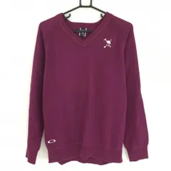 【超美品】オークリー セーター パープル Vネック ニット ロゴ刺しゅう コットン60％ メンズ XL ゴルフウェア Oakley