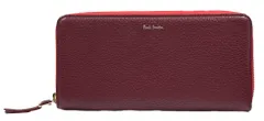 未使用 ポールスミス 長財布 ラウドファスナー ワインレッド ボルドー 財布 コントラストジップ レディース Paul Smith PWD035 牛革 レザー