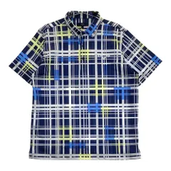 サイズ：L CALLAWAY キャロウェイ 2024年モデル 半袖ポロシャツ チェック柄 ネイビー系 [240101410348] ゴルフウェア メンズ ストスト