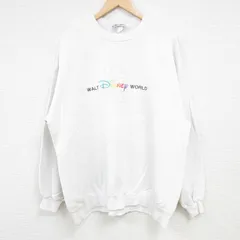 XL/古着 長袖 スウェット メンズ 00s ディズニー DISNEY ミッキー MICKEY MOUSE 刺繍 クルーネック 白 ホワイト 24sep24 中古 スエット ト