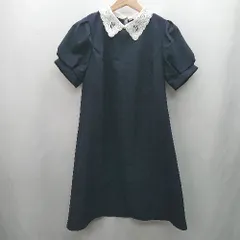 ◇ ⊂ tocco closet フリル襟付き 半袖 膝丈 ワンピース サイズ表記なし ネイビー ホワイト レディース E  【1502030021493】