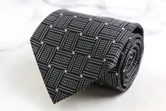カルヴェン ブランド ネクタイ チェック柄 スクエア柄 格子柄 シルク PO メンズ ブラック CARVEN 【中古】のサムネイル