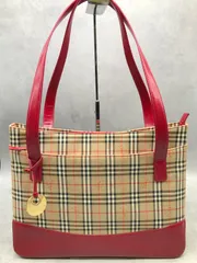 MK77△BURBERRY バーバリー  トートバッグ ノバチェック シャドーホース チェック×赤