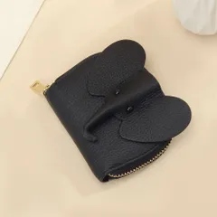 ☆ ブラック ☆ ゾウ カードケース 本革 大容量 yznscase5154 カードケース じゃばら カード入れ じゃばら式 ジャバラ お財布 ミニ財布 レザー 革 チャック 大容量 定期入れ 名刺入れ クレジットカード ICカード 小銭入れ ウォレット ゾウ