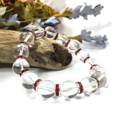 パワーストーン ブレスレット 水晶 12mm 天然石ブレス （レッド） 4月誕生石 メンズ・レディース 男性・女性 数珠ブレス 開運  [a]