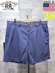 90'S USA製 三ツ星タグ RRL ショーツ 38 ネイビー ラルフローレン ダブルアールエル 米国製 iハーフパンツ