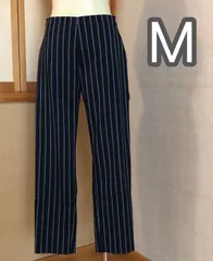 ユニクロ　UNIQLO レディース　アンクルパンツ　スマートパンツ　黒　ストライプ　中古　Mサイズ　ウエストゴム