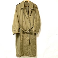 アメリカ軍 トレンチコート ダブル エポレット 無地 L 深緑 綿 