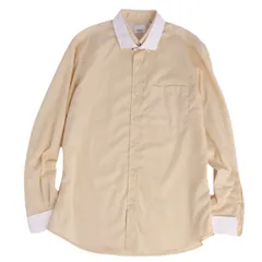 極美品 バーバリー BURBERRY シャツ ロングスリーブ 長袖 ダブルカラー 無地 コットン トップス メンズ 16/41(L相当) ベージュ/ホワイト