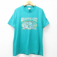XL/古着 ジャージーズ 半袖 ビンテージ Tシャツ メンズ 00s アトランタシティ カジノ クルーネック 青緑 25jul07 中古