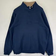 古着 コロンビア Columbia スウェット ハーフジップ トレーナー プルオーバー  ロゴ刺繍 アウトドア L  ネイビー メンズ