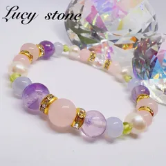 39.天然石 パワーストーン ブレスレット 数珠 15cm アメジスト ペリドット