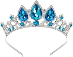 ドナリー お姫様 ティアラ カチューシャ 冠 子供 大人 コスプレ 小物 ヘアアクセサリー コスチューム(スカイブルークリスタル,  フリーサイズ)