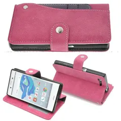 Xperia X Compact SO-02J用 スライドカード ポケット ソフトレザーケース ポーチ 手帳型 エクスペリアX コンパクト SO-02J シンプル