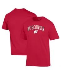 【送料無料】 チャンピオン メンズ Tシャツ トップス Men's Red Wisconsin Badgers Arch Over Logo T-Shirt Red