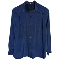 Z1501 Leilian レリアン シャツ ブラウス 長袖 肩パッド ブルー レディース 9