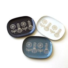 新品 波佐見焼 ダリア 角プレート 角皿 ネイビーブルー イエロー