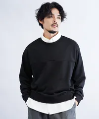 新品 未使用 JIGGYS SHOP(ジギーズショップ)フェイクレイヤード スウェット クルーネックトレーナー 217583 ブラック