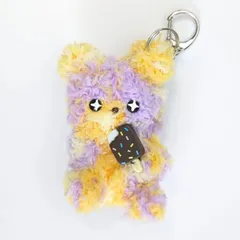 アイスが大好きなクマのモールドールキーホルダー　モールドールチャーム　クマ　ドーナツ　モールドール　モールドールキーホルダー　キーホルダー　キーリング　キーチェーン　チャーム　韓国　ふわふわ　推し活　推し活グッズ　モール人形　アイドル　kpop