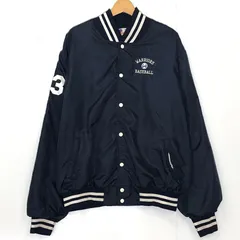 90's RENNOC 90年代 スタジャン ナイロンジャケット ブルゾン ヴィンテージ ライトアウター バックプリント ワンポイント刺繍 オーバーサイズ ビッグサイズ USA製 XXLサイズ ネイビー