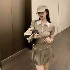 ゴルフウェア セットアップ スカート ポロシャツ ショート 韓国