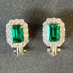 NO OILコロンビア産エメラルド1.41ct・1.42ct D0.63ct×2 ピアス