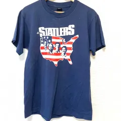 古着コーデ◎USA製◎ ヴィンテージ◎【SCREEN STARS BEST】スクリーンスターズベスト 80s スタトラーブラザーズ アーティスト 半袖 Tシャツ クルーネック プリント TEE カントリー バンド ネイビー メンズ サイズL ／M11427UU