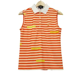 PEARLY GATES(パーリーゲイツ) ノースリーブポロシャツ サイズ1 S レディース美品  - オレンジ×イエロー ボーダー