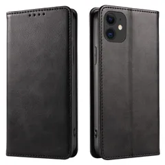 ケース イフォン11 スマホケース 手帳型 11 携帯カバー レザー 耐衝撃 軽量 着脱しやすい 放熱性 マグネット式 カード収納 iPhone スタンド機能 iphone 11 対応 360度保護 PinLiSheng (6.1インチ ブラック)