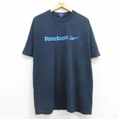 XL/古着 リーボック 半袖 ビンテージ Tシャツ メンズ 00s ビッグロゴ 大きいサイズ クルーネック 紺 ネイビー 25jul11 中古