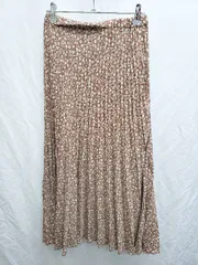 ◇ ⊂ LOWRYS FARM ローリーズファーム 花柄 ロング丈 プリーツ スカート サイズF ブラウン レディース P  【1409250001314】