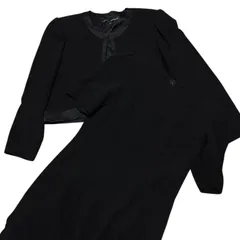 RE206 【美品】 東京ソワール carven formal paris カルヴェンフォーマル フォーマル セットアップ ノーカラージャケット ワンピース ブラック レディース サイズ12 Lサイズ相当