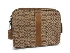 COACH コーチ ミニシグネチャー キャンバス ポーチ マルチケース 小物入れ レディース ブラウン系 DJ1037