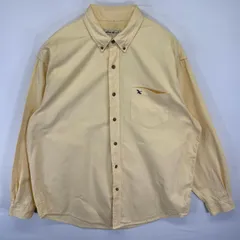 古着 エディーバウアー Eddie Bauer 長袖シャツ 胸ポケット オックスフォード ボタンダウン ワンポイントロゴ 無地 L  イエロー メンズ