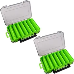 karim 両面ルアーワームケース タックル 収納 ボックス メタルジグ ショアジギング ソルトライト 釣り 青物( グリーン2個セット)