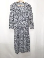 ◇ Θ SLY スライ 花柄 長袖 膝下丈 ワンピース サイズ1 ネイビー系 レディース E  【1507160001421】