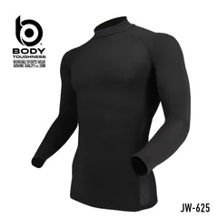 コンプレッション 長袖インナー ボディタフネス JW-625 ブラック 接触冷感  消臭 ハイネック インナーシャツ コンプレッションインナーウェア スポーツ メンズ レディース 春夏用 BODY TOUGHNESS【メール便対応】