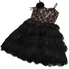 パーティドレス ワンピース 結婚式 クリスマス（バックコルセット：ピンク＆ブラック）コサージュ付き