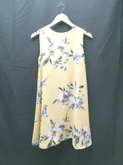 ◇ FRAY I.D 花柄 バックジップ ノースリーブ 丸襟 裏地あり - ひざ丈 ワンピース サイズ1 イエロー系 レディース E  【1304050032608】