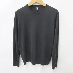 アルマーニ ジーンズ ARMANI JEANS ニット セーター 長袖 丸首 ロゴ 綿 黒 ブラック Mのサムネイル