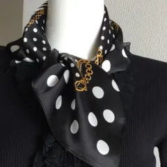 シルクスカーフ黑/白