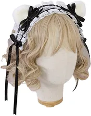 SRrabbit ヘッドドレス ロリータ ねこ耳 超 かわいい 3WAY ネコ耳 カチューシャ リボン( ブラック)