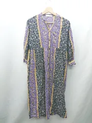 ◇ ⊂ Bou Jeloud ブージュルード 花柄 長袖 ロング ワンピース サイズM パープル系 レディース E  【1412260032179】