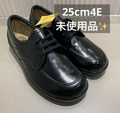 24.5 本革 ブラック 黒 レースアップ 5E 甲高 幅広 外反母趾 - メルカリ