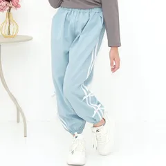 Bee 【クーポン利用で20％OFF♪】カーゴパンツ◇ライトブルー×ラインリボン◇子供服 子ども服 こども服 キッズ ガールズ 女の子 男の子 ダンス 春 夏 秋 冬 100 110 120 130 140 150 160 170