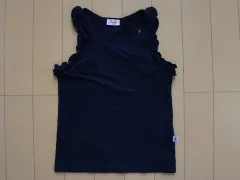 イルグッフォ il gufo マメール アウトレット 子供服 女の子 5歳 約 110cm タンクトップ 紺 無地 ノースリーブ フリル 夏 ★3 ガールズ 女児 キッズ 【中古】 ユーズド リサイクル 古着 子ども服 こども