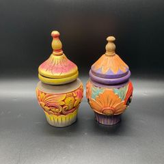 ★未使用品★ キャディポット 置物 彫り物 2個セット★